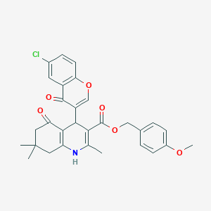 molecular formula C30H28ClNO6 B5031989 4-methoxybenzyl 4-(6-chloro-4-oxo-4H-chromen-3-yl)-2,7,7-trimethyl-5-oxo-1,4,5,6,7,8-hexahydro-3-quinolinecarboxylate 