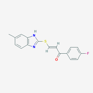 molecular formula C17H13FN2OS B503202 Propenone, 1-(4-fluorophenyl)-3-(5-methyl-2-benzimidazolylthio)- 
