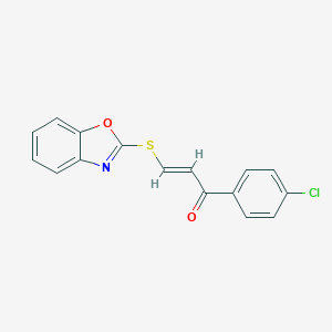 molecular formula C16H10ClNO2S B503203 3-(1,3-Benzoxazol-2-ylsulfanyl)-1-(4-chlorophenyl)-2-propen-1-one 