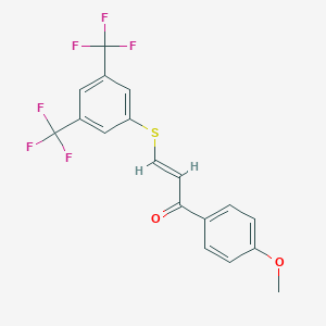 molecular formula C18H12F6O2S B503211 3-{[3,5-Bis(trifluoromethyl)phenyl]sulfanyl}-1-(4-methoxyphenyl)-2-propen-1-one 