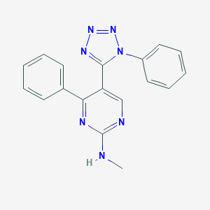molecular formula C18H15N7 B503216 N-methyl-N-[4-phenyl-5-(1-phenyl-1H-tetraazol-5-yl)-2-pyrimidinyl]amine 