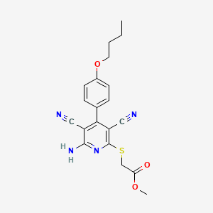 molecular formula C20H20N4O3S B5032187 methyl {[6-amino-4-(4-butoxyphenyl)-3,5-dicyano-2-pyridinyl]thio}acetate 