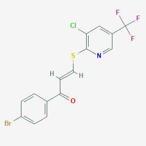 molecular formula C15H8BrClF3NOS B503225 1-(4-Bromophenyl)-3-{[3-chloro-5-(trifluoromethyl)-2-pyridinyl]sulfanyl}-2-propen-1-one 