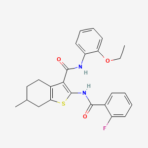 molecular formula C25H25FN2O3S B5032257 N-(2-ethoxyphenyl)-2-{[(2-fluorophenyl)carbonyl]amino}-6-methyl-4,5,6,7-tetrahydro-1-benzothiophene-3-carboxamide 