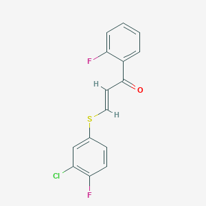 molecular formula C15H9ClF2OS B503231 3-[(3-Chloro-4-fluorophenyl)sulfanyl]-1-(2-fluorophenyl)-2-propen-1-one 
