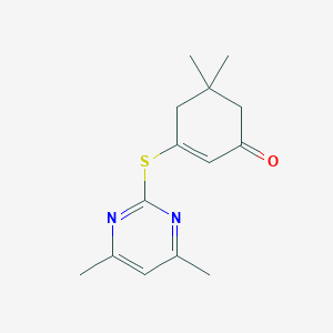 molecular formula C14H18N2OS B503238 3-[(4,6-Dimethyl-2-pyrimidinyl)sulfanyl]-5,5-dimethyl-2-cyclohexen-1-one 