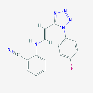 molecular formula C16H11FN6 B503239 2-({2-[1-(4-fluorophenyl)-1H-tetraazol-5-yl]vinyl}amino)benzonitrile 