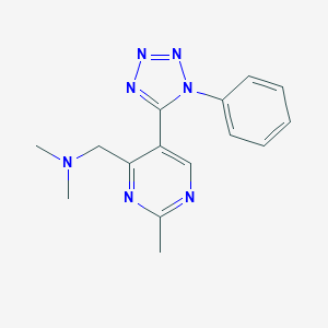 molecular formula C15H17N7 B503240 N,N-dimethyl[2-methyl-5-(1-phenyl-1H-tetraazol-5-yl)-4-pyrimidinyl]methanamine 