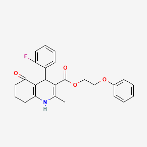 molecular formula C25H24FNO4 B5032406 2-phenoxyethyl 4-(2-fluorophenyl)-2-methyl-5-oxo-1,4,5,6,7,8-hexahydro-3-quinolinecarboxylate 