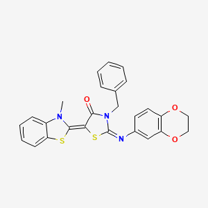 molecular formula C26H21N3O3S2 B5032414 3-benzyl-2-(2,3-dihydro-1,4-benzodioxin-6-ylimino)-5-(3-methyl-1,3-benzothiazol-2(3H)-ylidene)-1,3-thiazolidin-4-one 