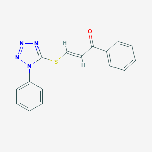 molecular formula C16H12N4OS B503244 1-phenyl-3-[(1-phenyl-1H-tetraazol-5-yl)sulfanyl]-2-propen-1-one 