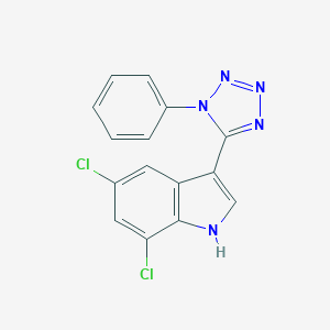 molecular formula C15H9Cl2N5 B503245 5,7-dichloro-3-(1-phenyl-1H-tetraazol-5-yl)-1H-indole 