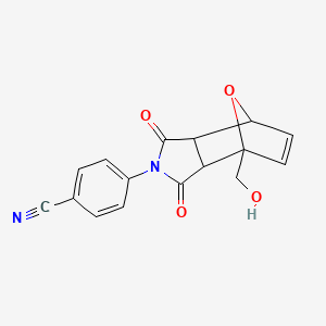 molecular formula C16H12N2O4 B5032467 4-[1-(hydroxymethyl)-3,5-dioxo-10-oxa-4-azatricyclo[5.2.1.0~2,6~]dec-8-en-4-yl]benzonitrile 