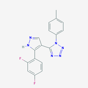 molecular formula C17H12F2N6 B503247 5-[5-(2,4-difluorophenyl)-1H-pyrazol-4-yl]-1-(4-methylphenyl)-1H-tetraazole 