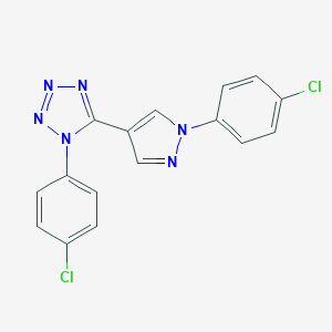 molecular formula C16H10Cl2N6 B503250 1-(4-chlorophenyl)-5-[1-(4-chlorophenyl)-1H-pyrazol-4-yl]-1H-tetraazole 