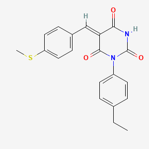 molecular formula C20H18N2O3S B5032551 1-(4-ethylphenyl)-5-[4-(methylthio)benzylidene]-2,4,6(1H,3H,5H)-pyrimidinetrione 