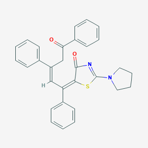 molecular formula C30H26N2O2S B503257 5-(5-oxo-1,3,5-triphenyl-2-pentenylidene)-2-(1-pyrrolidinyl)-1,3-thiazol-4(5H)-one 