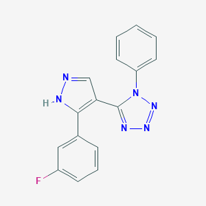 molecular formula C16H11FN6 B503258 5-[5-(3-fluorophenyl)-1H-pyrazol-4-yl]-1-phenyl-1H-tetraazole 