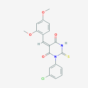 molecular formula C19H15ClN2O4S B5032601 1-(3-chlorophenyl)-5-(2,4-dimethoxybenzylidene)-2-thioxodihydro-4,6(1H,5H)-pyrimidinedione 