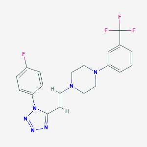 molecular formula C20H18F4N6 B503262 1-{2-[1-(4-fluorophenyl)-1H-tetraazol-5-yl]vinyl}-4-[3-(trifluoromethyl)phenyl]piperazine 