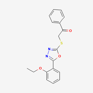 molecular formula C18H16N2O3S B5032622 2-{[5-(2-ethoxyphenyl)-1,3,4-oxadiazol-2-yl]thio}-1-phenylethanone 