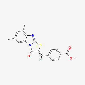 molecular formula C20H16N2O3S B5032665 methyl 4-[(6,8-dimethyl-3-oxo[1,3]thiazolo[3,2-a]benzimidazol-2(3H)-ylidene)methyl]benzoate 