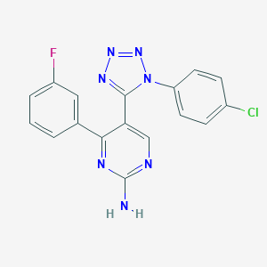 molecular formula C17H11ClFN7 B503267 5-[1-(4-chlorophenyl)-1H-tetraazol-5-yl]-4-(3-fluorophenyl)-2-pyrimidinamine 