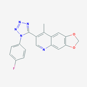 molecular formula C18H12FN5O2 B503273 7-[1-(4-fluorophenyl)-1H-tetraazol-5-yl]-8-methyl[1,3]dioxolo[4,5-g]quinoline 