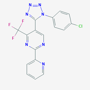 molecular formula C17H9ClF3N7 B503276 5-[1-(4-chlorophenyl)-1H-tetraazol-5-yl]-2-pyridin-2-yl-4-(trifluoromethyl)pyrimidine 