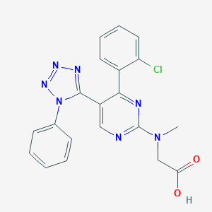molecular formula C20H16ClN7O2 B503277 [[4-(2-chlorophenyl)-5-(1-phenyl-1H-tetraazol-5-yl)pyrimidin-2-yl](methyl)amino]acetic acid 