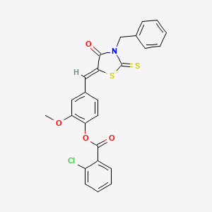 molecular formula C25H18ClNO4S2 B5032770 4-[(3-benzyl-4-oxo-2-thioxo-1,3-thiazolidin-5-ylidene)methyl]-2-methoxyphenyl 2-chlorobenzoate 