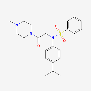 molecular formula C22H29N3O3S B5032774 N-(4-isopropylphenyl)-N-[2-(4-methyl-1-piperazinyl)-2-oxoethyl]benzenesulfonamide 