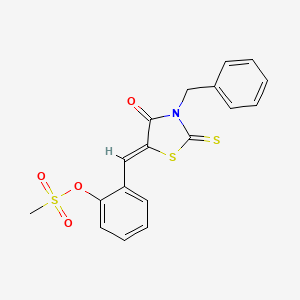 molecular formula C18H15NO4S3 B5032791 2-[(3-benzyl-4-oxo-2-thioxo-1,3-thiazolidin-5-ylidene)methyl]phenyl methanesulfonate 