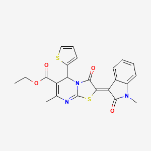 molecular formula C23H19N3O4S2 B5032846 ethyl 7-methyl-2-(1-methyl-2-oxo-1,2-dihydro-3H-indol-3-ylidene)-3-oxo-5-(2-thienyl)-2,3-dihydro-5H-[1,3]thiazolo[3,2-a]pyrimidine-6-carboxylate 