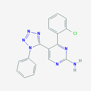 molecular formula C17H12ClN7 B503286 4-(2-chlorophenyl)-5-(1-phenyl-1H-tetraazol-5-yl)-2-pyrimidinylamine 
