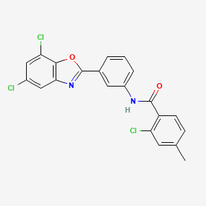 molecular formula C21H13Cl3N2O2 B5032881 2-chloro-N-[3-(5,7-dichloro-1,3-benzoxazol-2-yl)phenyl]-4-methylbenzamide 