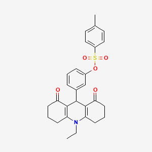 molecular formula C28H29NO5S B5032922 3-(10-ethyl-1,8-dioxo-1,2,3,4,5,6,7,8,9,10-decahydro-9-acridinyl)phenyl 4-methylbenzenesulfonate 