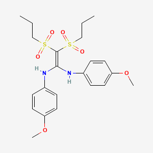 molecular formula C22H30N2O6S2 B5032931 (4-methoxyphenyl)[1-[(4-methoxyphenyl)amino]-2,2-bis(propylsulfonyl)vinyl]amine 