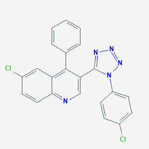 molecular formula C22H13Cl2N5 B503295 6-chloro-3-[1-(4-chlorophenyl)-1H-tetraazol-5-yl]-4-phenylquinoline 