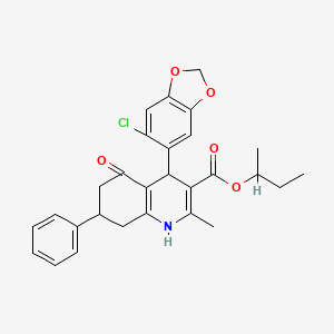 sec-butyl 4-(6-chloro-1,3-benzodioxol-5-yl)-2-methyl-5-oxo-7-phenyl-1,4,5,6,7,8-hexahydro-3-quinolinecarboxylate