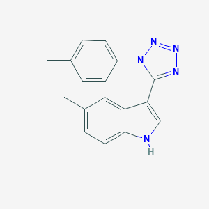 molecular formula C18H17N5 B503297 5,7-dimethyl-3-[1-(4-methylphenyl)-1H-tetraazol-5-yl]-1H-indole 