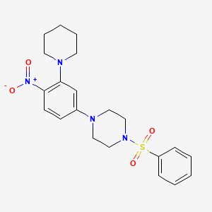 molecular formula C21H26N4O4S B5032974 1-(BENZENESULFONYL)-4-[4-NITRO-3-(PIPERIDIN-1-YL)PHENYL]PIPERAZINE 