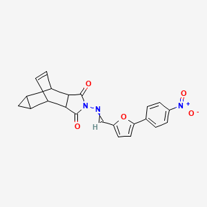 molecular formula C22H17N3O5 B5032976 4-[[5-(4-Nitrophenyl)furan-2-yl]methylideneamino]-4-azatetracyclo[5.3.2.02,6.08,10]dodec-11-ene-3,5-dione 