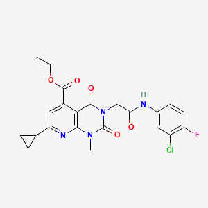 ethyl 3-{2-[(3-chloro-4-fluorophenyl)amino]-2-oxoethyl}-7-cyclopropyl-1-methyl-2,4-dioxo-1,2,3,4-tetrahydropyrido[2,3-d]pyrimidine-5-carboxylate