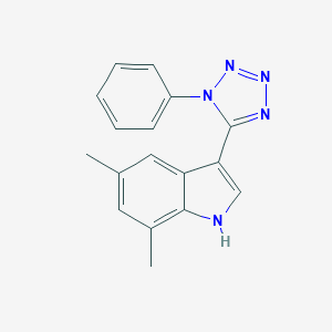 molecular formula C17H15N5 B503300 5,7-dimethyl-3-(1-phenyl-1H-tetraazol-5-yl)-1H-indole 