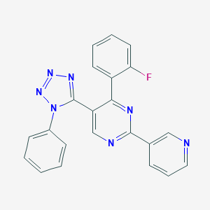 molecular formula C22H14FN7 B503304 4-(2-fluorophenyl)-5-(1-phenyl-1H-tetraazol-5-yl)-2-pyridin-3-ylpyrimidine 