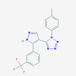 molecular formula C18H13F3N6 B503309 1-(4-methylphenyl)-5-{5-[3-(trifluoromethyl)phenyl]-1H-pyrazol-4-yl}-1H-tetraazole 