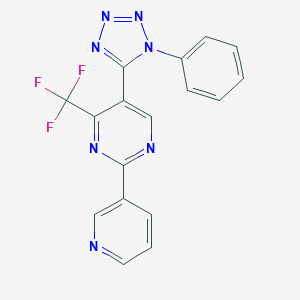 molecular formula C17H10F3N7 B503310 5-(1-phenyl-1H-tetraazol-5-yl)-2-(3-pyridinyl)-4-(trifluoromethyl)pyrimidine 