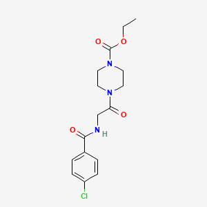 molecular formula C16H20ClN3O4 B5033145 ethyl 4-[N-(4-chlorobenzoyl)glycyl]-1-piperazinecarboxylate 