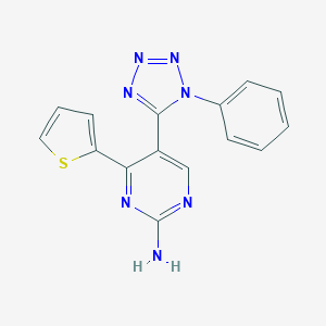 molecular formula C15H11N7S B503315 5-(1-phenyl-1H-tetraazol-5-yl)-4-thien-2-ylpyrimidin-2-amine 